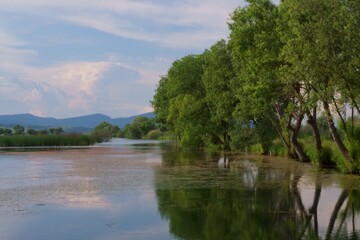 Background with the lake in Rotbav, Brasov, Transylvania, Romania	