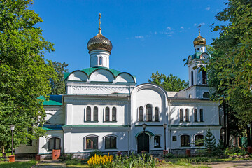 Fototapeta na wymiar Karacharovo, Konakovo, Tver region, Former estate of the vice-president of the Academy of Arts of the 19th century, prominent painter G.G. Gagarin. Church of the Holy Apostles Peter and Paul
