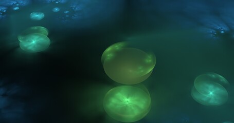 abstract underwater fractal background with jellyfish