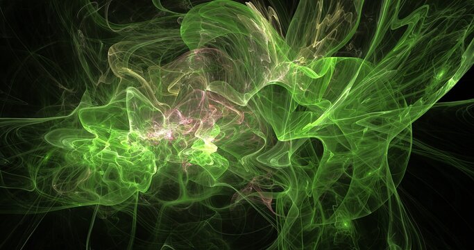 Abstract Green Smoke Fractal Background