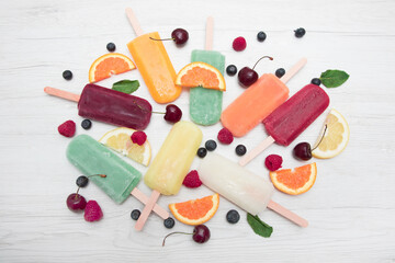 multicolored icicle with fresh fruit