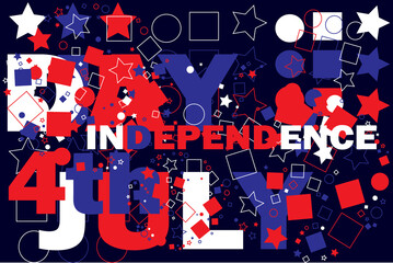 Independence Day Text with Shape combination colors