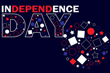 Independence Day Text with Shape combination colors