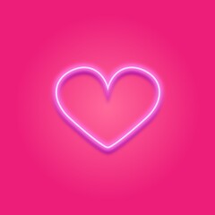 neon pink heart on a pink background