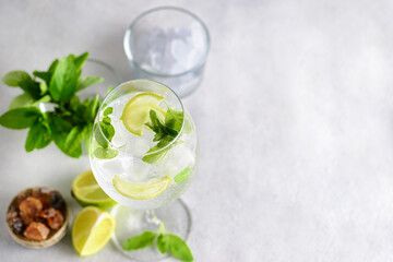 mojito with mint and lime in a glass