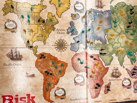 Risk - A family a strategy board game of diplomacy, conflict and conquest - world map - One of the Best selling games