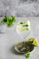 mojito with mint and lime in a glass