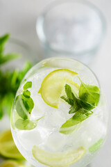 mojito with mint and lime in a glass