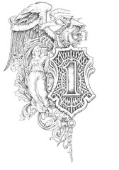 Fototapeta na wymiar angel design with dollar and hippogriff