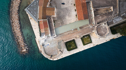 Aerial view of medieval Aragonese Castle of Taranto city, Puglia. Italy