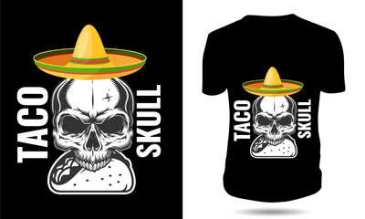 Taco skull tshirt design template