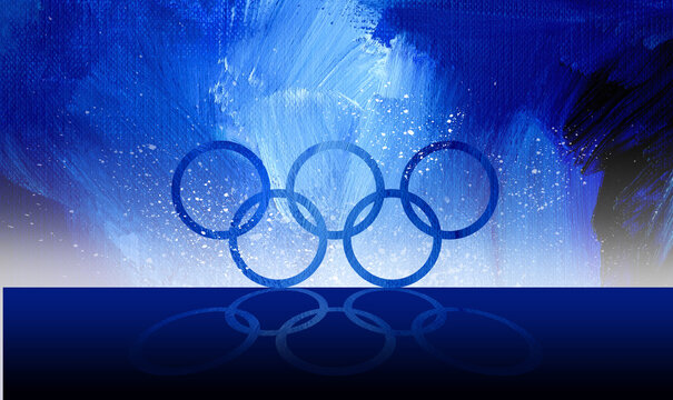 Graphic Abstract Olympic Rings background in blue