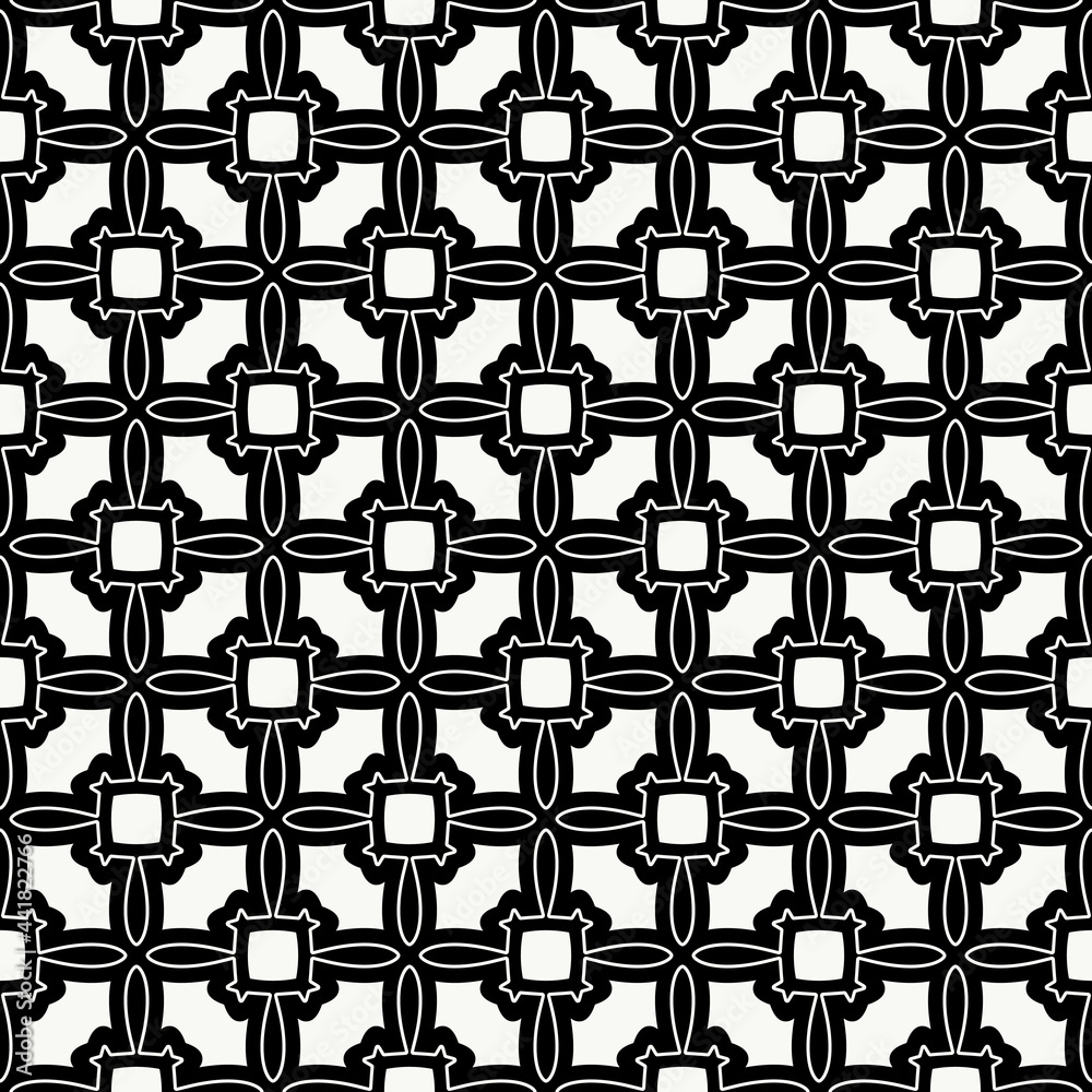 Poster seamless black ornament. vector same connected shapes.