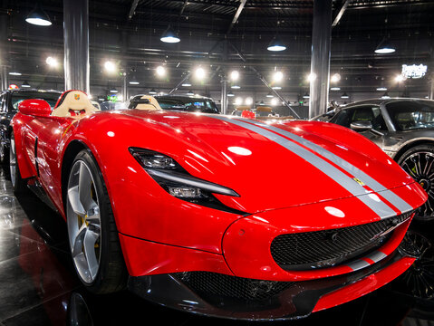 Bucharest, Romania - 05.14.2021: Side view with a Ferrari Monza SP2 (F176) 2020