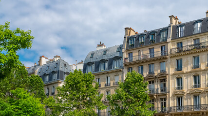 Fototapeta na wymiar Paris, typical buildings in the Marais, in the center of the french capital