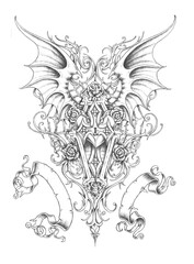 ornamentation with bat wings