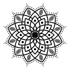 bohemian mandala white black, antistress coloring book, tattoo design oriental or indian, islamic mysterious hand drawn ornament for meditation or yoga vector illustration print for laser engraving