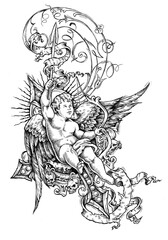 cherub with bow and arrow ornaments