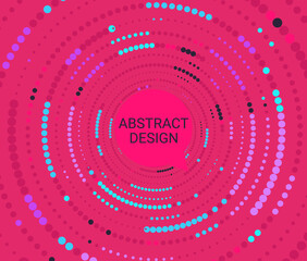 Abstract colorful dotted circles. Big and small dots in circular form. Bright color halftone background. Template design for cover,brochure, flyer or banner,web pages, prints.Vector geometric art.