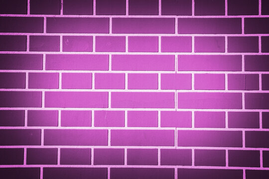 Purple Background Or Texure For Neon Lights. Nightly Brick Wall. 