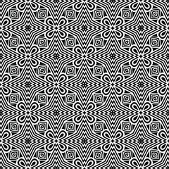 floral seamless pattern background.Geometric ornament for wallpapers and backgrounds. Black and white pattern. 