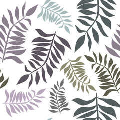 Abstract leaf silhouette seamless pattern. Hand drawn vector illustration