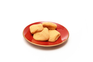 朱色の漆器にのせた安倍川餅