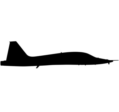 T-38 Talon is a twin-engine trainer from the US for military pilots of the United States Air Force, US air force and NATO military jet realistic silhouette