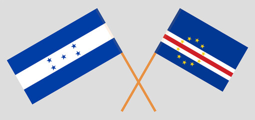 Crossed flags of Honduras and Cape Verde. Official colors. Correct proportion