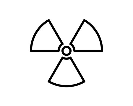 Radioactive icon nuclear symbol. Uranium reactor radiation hazard. Radioactive toxic danger sign design.