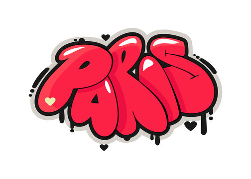 Paris graffiti style hand drawn lettering. Decorative vector text .