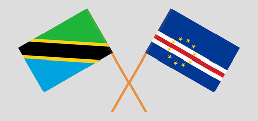 Crossed flags of Tanzania and Cape Verde. Official colors. Correct proportion
