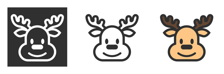 christmas deer outline vector icon isolated on white background. christmas deer flat icon for web, mobile and user interface design