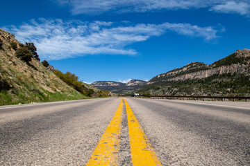 Highway 16 in the Bighorn National Forest, Wyoming in late May