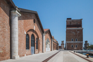 Buildings by water of Arsenal of Venice, Italy