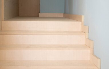 Cantilevered dark wooden staircase . Minimalism style,ascending diagonal