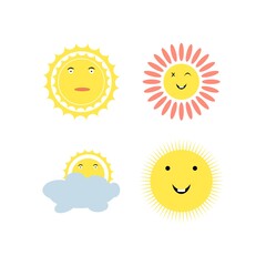 Sun icons vector isolated on white background. Shine sun ray set. Sunshine vector sign. Sunset icon collection