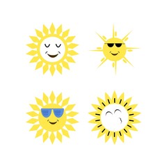 Sun icons vector isolated on white background. Shine sun ray set. Sunshine vector sign. Sunset icon collection
