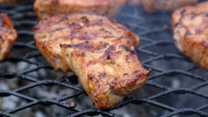 Pork steak close up. Soft focus