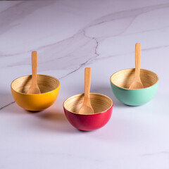 Cuencos de bamboo. Utensillos de cocina