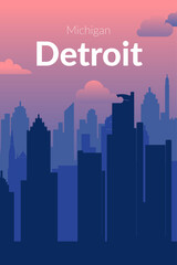 Obraz premium Detroit, USA famous city scape view background.