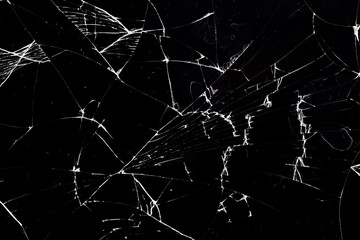 old broken glass with cracks