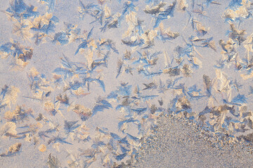 frost on the glass after winter frosts