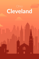 Fototapeta premium Cleveland, USA famous city scape view background.