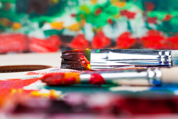 Fototapeta premium oil paints for creative drawing, the creative process