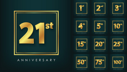 Realistic Golden anniversary premium set Vector Design