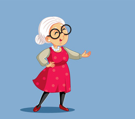 Smiling Senior Woman Making a Presentation Gesture