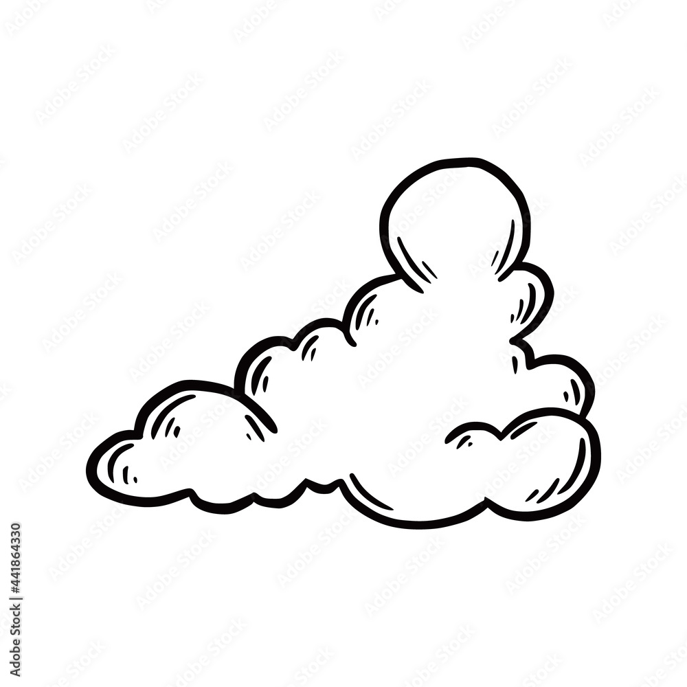 Poster hand drawn cloud set. doodle sketch style cloud. simple outline scribble draw. vector illustration.