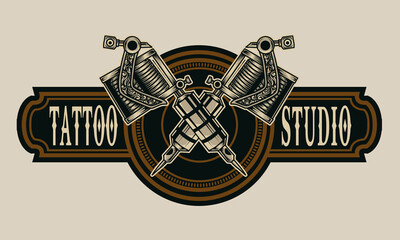 Retro vintage tattoo studio logo