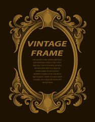 Vintage border frame with engraving ornament